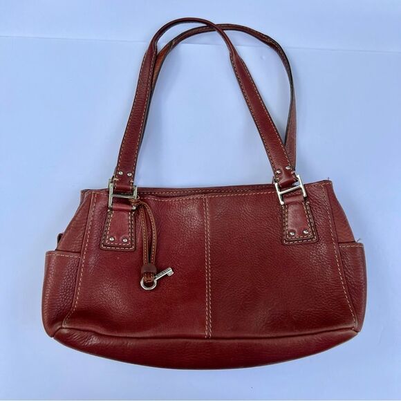 Fossil Pebbled Leather Shoulder Bag - Redish Brown - Picture 6 of 12